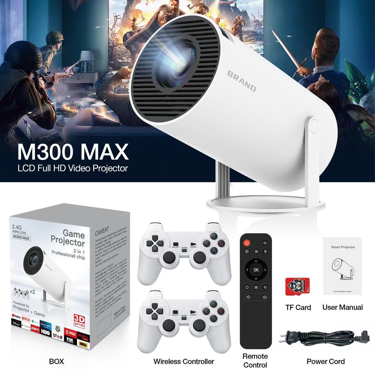 Cross-border M300MAX portable home projection game console RK3326 chip H713 chip is stable and high